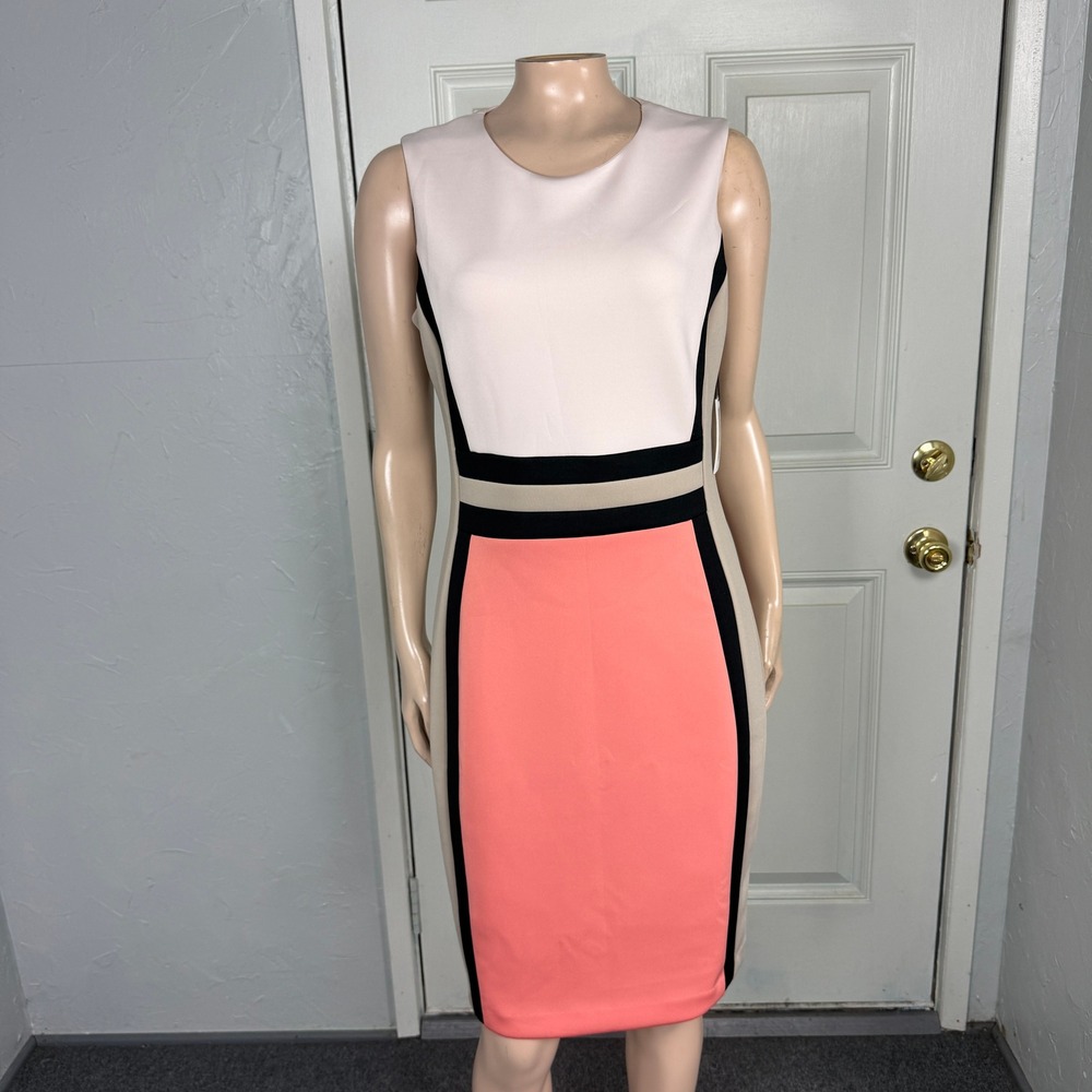 NEW Calvin Klein Women's Dress 8 Career Polyester Shift Sleeveless Crew E4-22